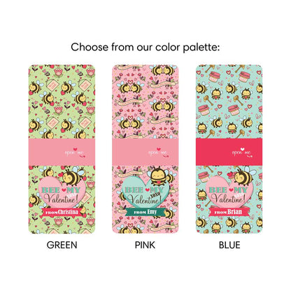Personalized “Bee my Valentine” valentine’s day tic tac stickers with adorable bees design - XOXOKirsten