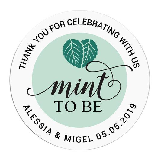 Custom wedding "Mint to be" sticker with calligraphy design and fresh minty look. Cute sticker to use with wedding invitations, thank you cards, save the date, wedding favors, gift bags or party treats - XOXOKristen