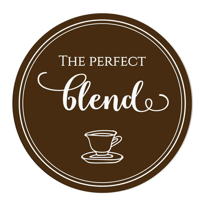 "The perfect blend" custom wedding label. Cute sticker to use with wedding invitations, thank you cards, save the date, wedding favors, gift bags or party treats - XOXOKristen