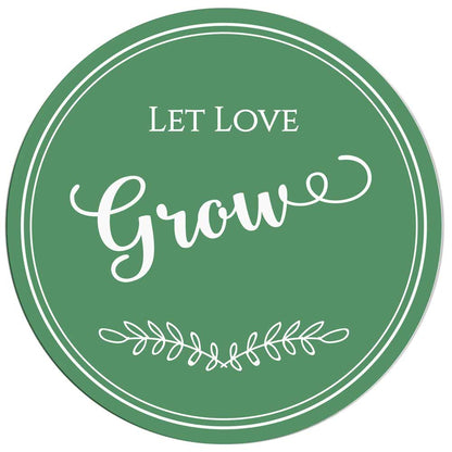 "Let love grow" green wedding label.Cute sticker to use with wedding invitations, thank you cards, save the date, wedding favors, gift bags or party treats - XOXOKristen