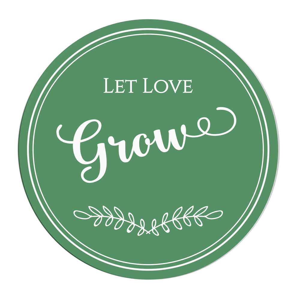 "Let love grow" green wedding label.Cute sticker to use with wedding invitations, thank you cards, save the date, wedding favors, gift bags or party treats - XOXOKristen