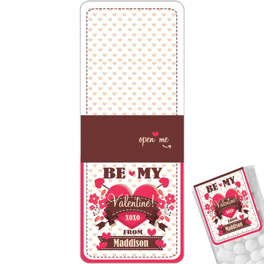 Personalized “Be my Valentine”  retro design valentine’s day tic tac stickers - XOXOKirsten