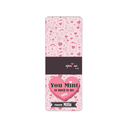 Personalized “You Mint so Much to me” valentine’s day tic tac stickers with adorable hearts and keys design - XOXOKirsten