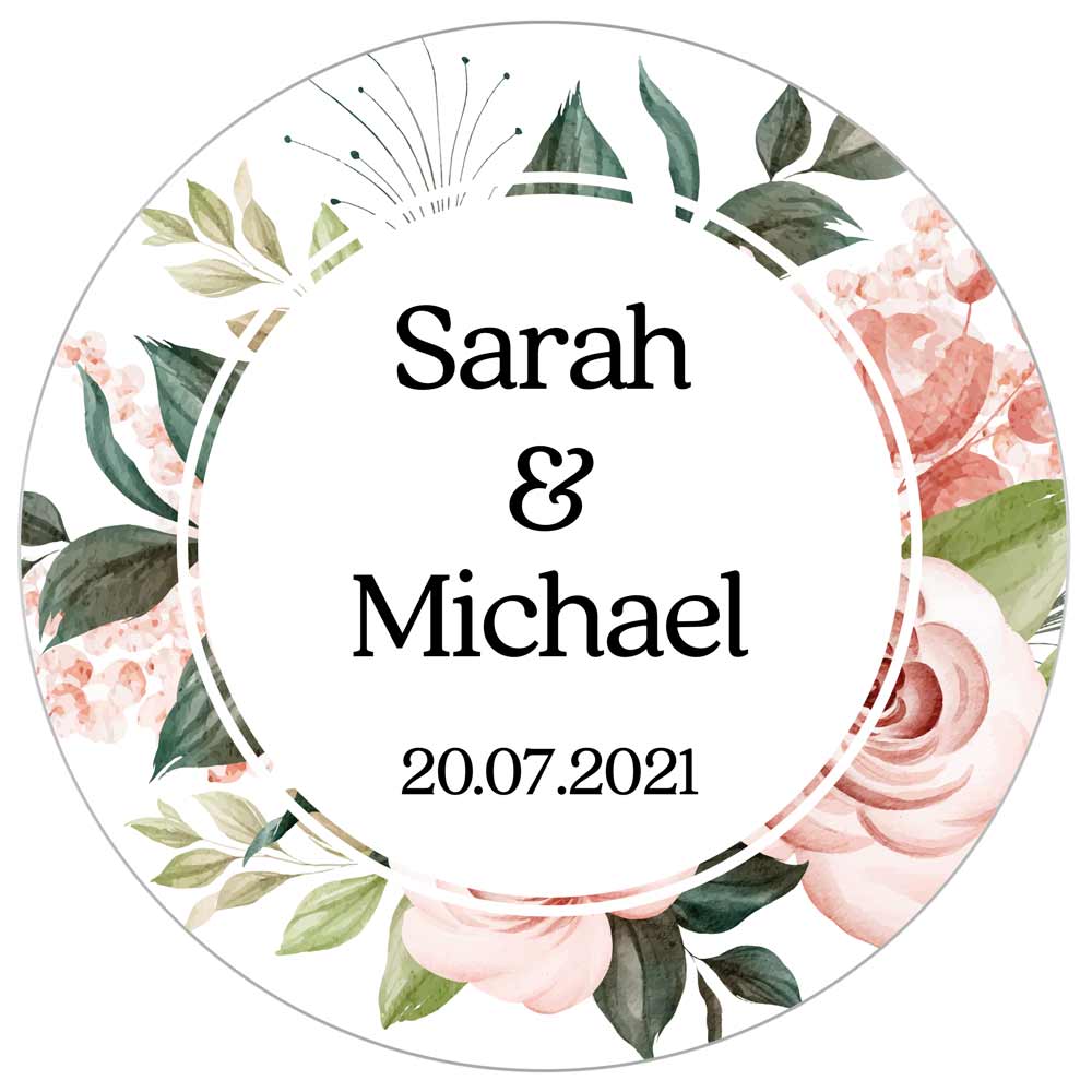 Round Delicate Floral Wedding Favor Sticker