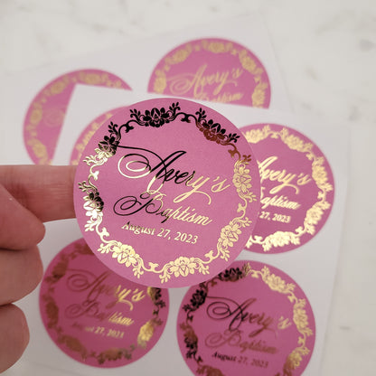 colorful gold foiled baptism stickers - XOXOKristen