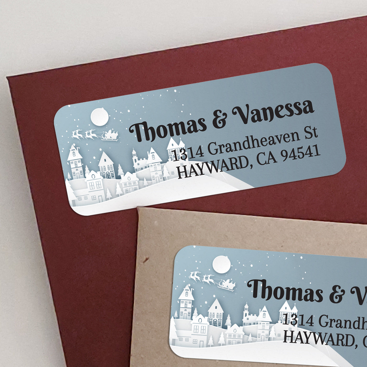 personalized return address label stickers for christmas greeting cards envelopes - XOXOKristen