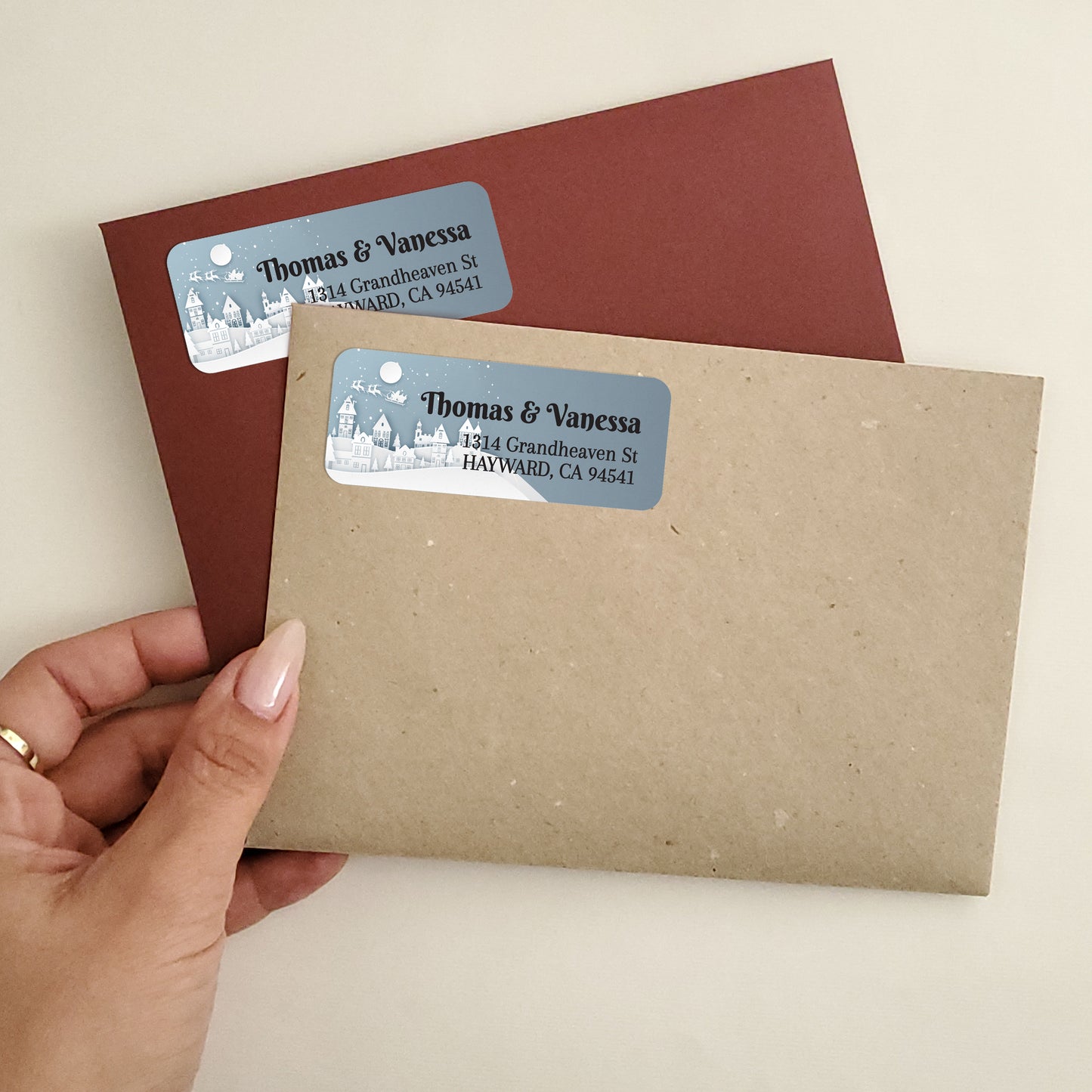 personalized return address label stickers for christmas greeting cards envelopes - XOXOKristen