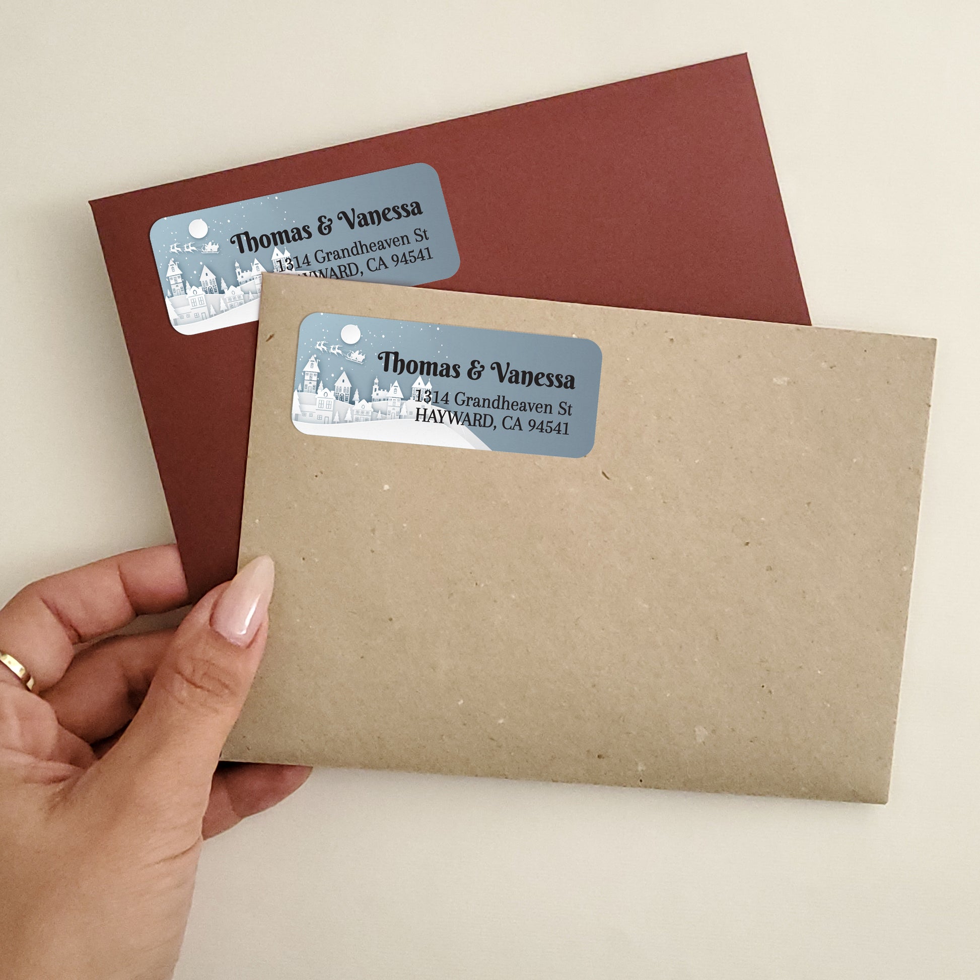 personalized return address label stickers for christmas greeting cards envelopes - XOXOKristen