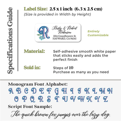 Monogram Retro Address Label Stickers