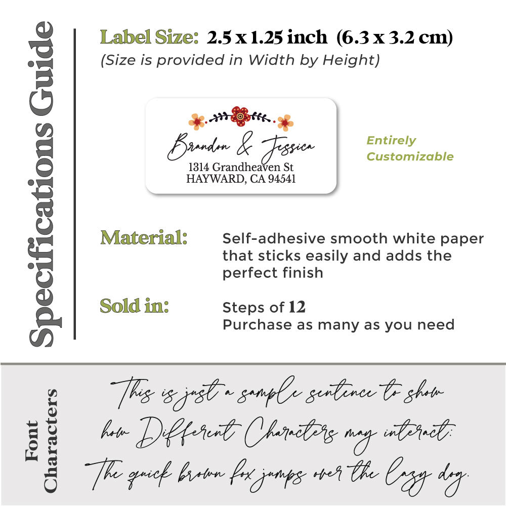 white floral return address labeld with red and orange flower design - XOXOKristen