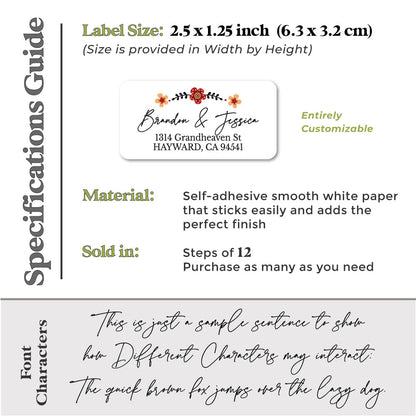 white floral return address labeld with red and orange flower design - XOXOKristen