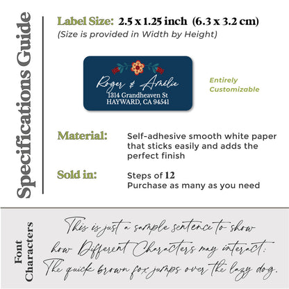 dark blue custom return address label with red floral design - XOXOKristen