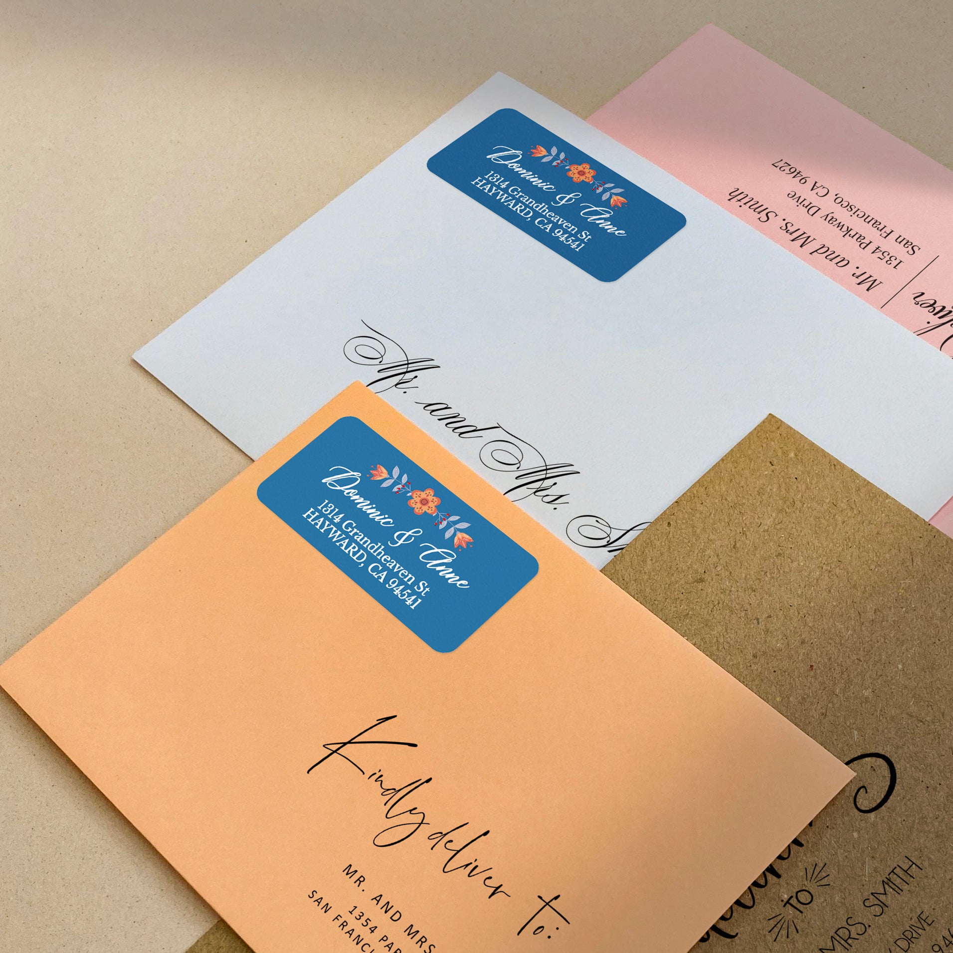 light blue custom return address label stickers for mailing invitations - XOXOKristen