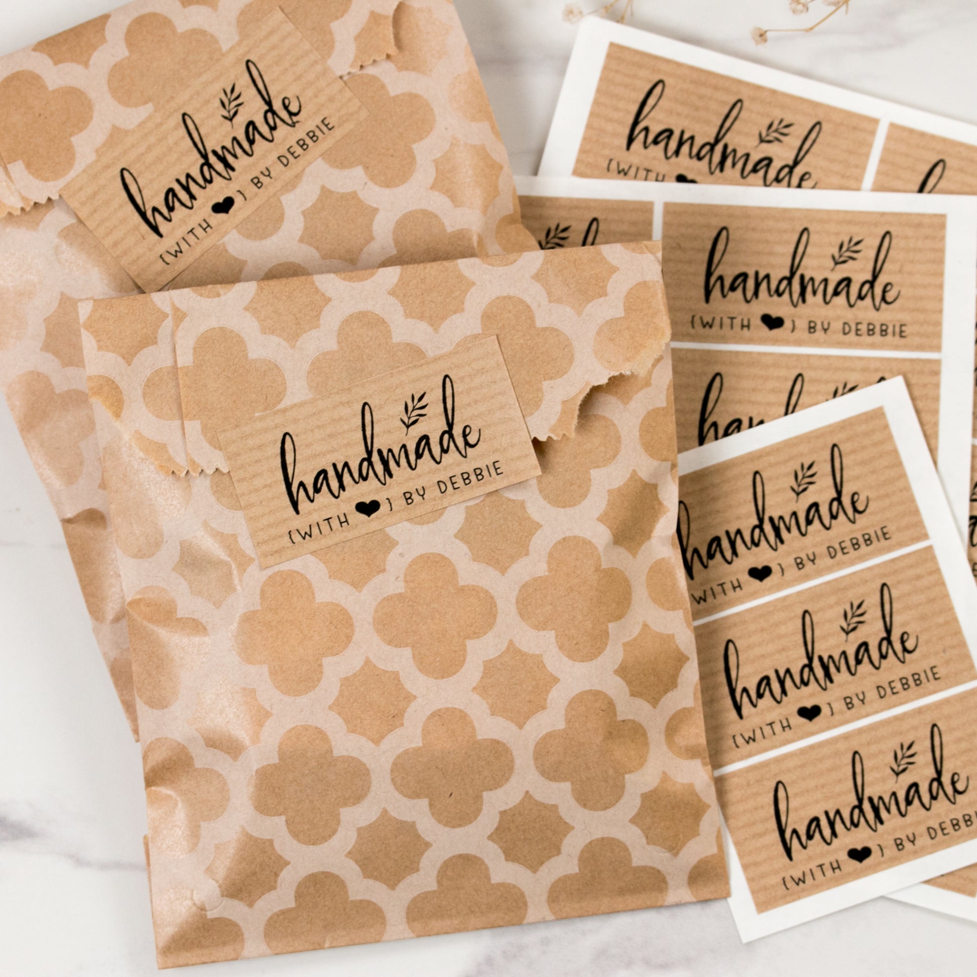 rectangular 2x1 inch handmade with love stickers - xoxokristen
