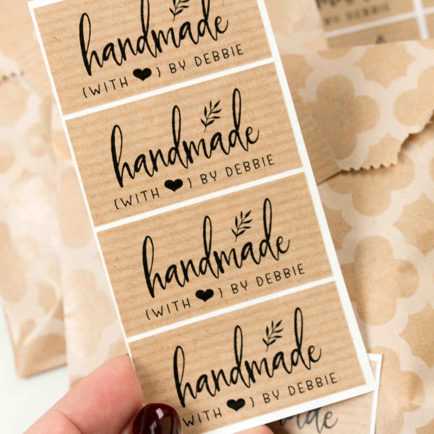 rectangular 2x1 inch handmade with love stickers - xoxokristen