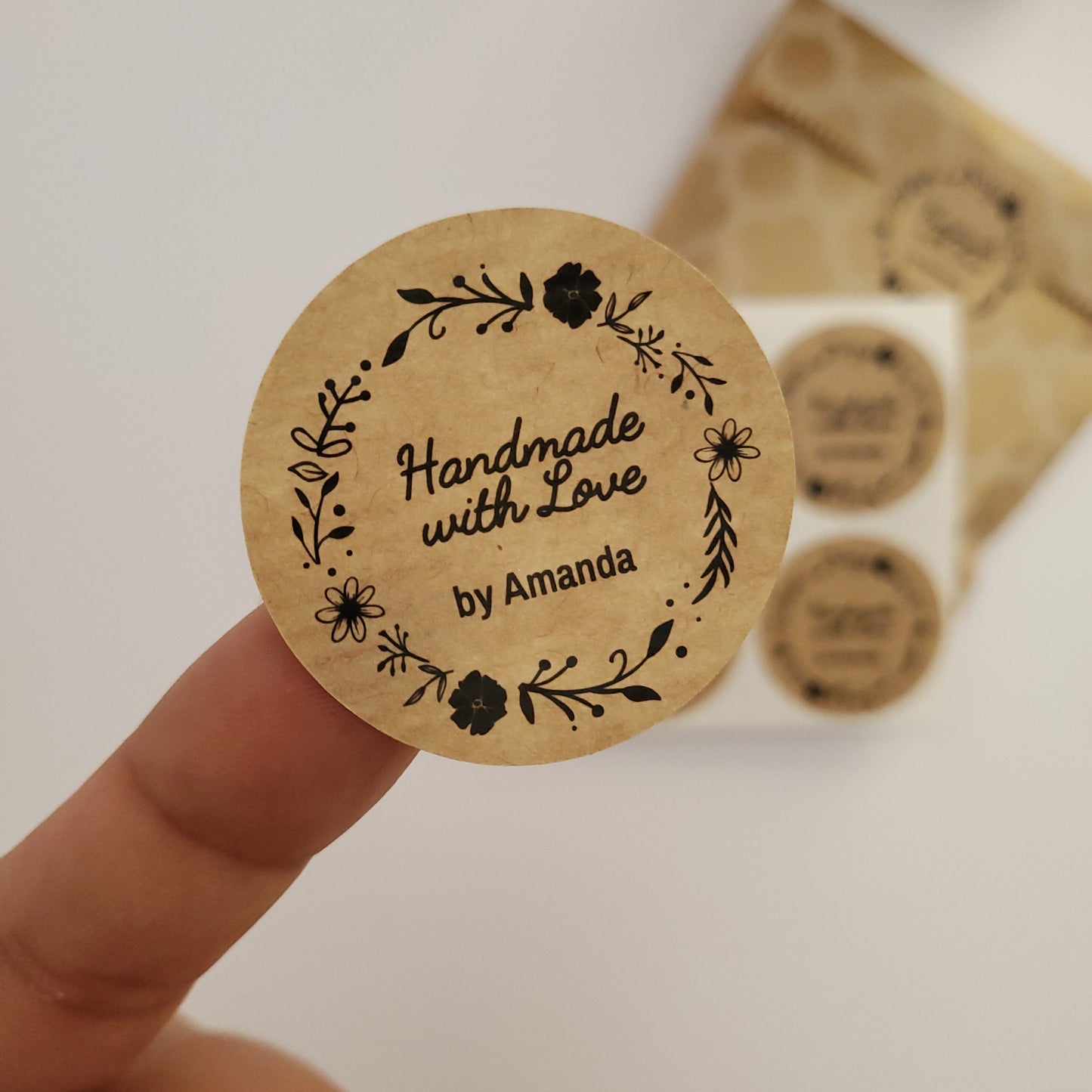 handmade with love kraft stickers -  XOXOKristen