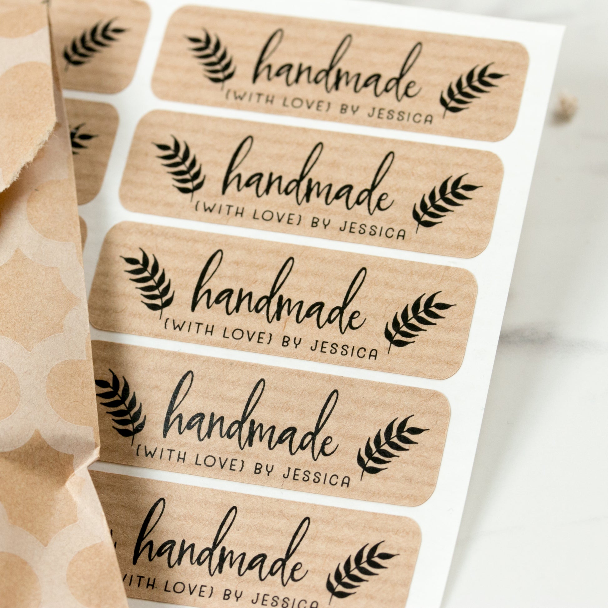 Custom Handmade with love craft stickers- XOXOKristen 