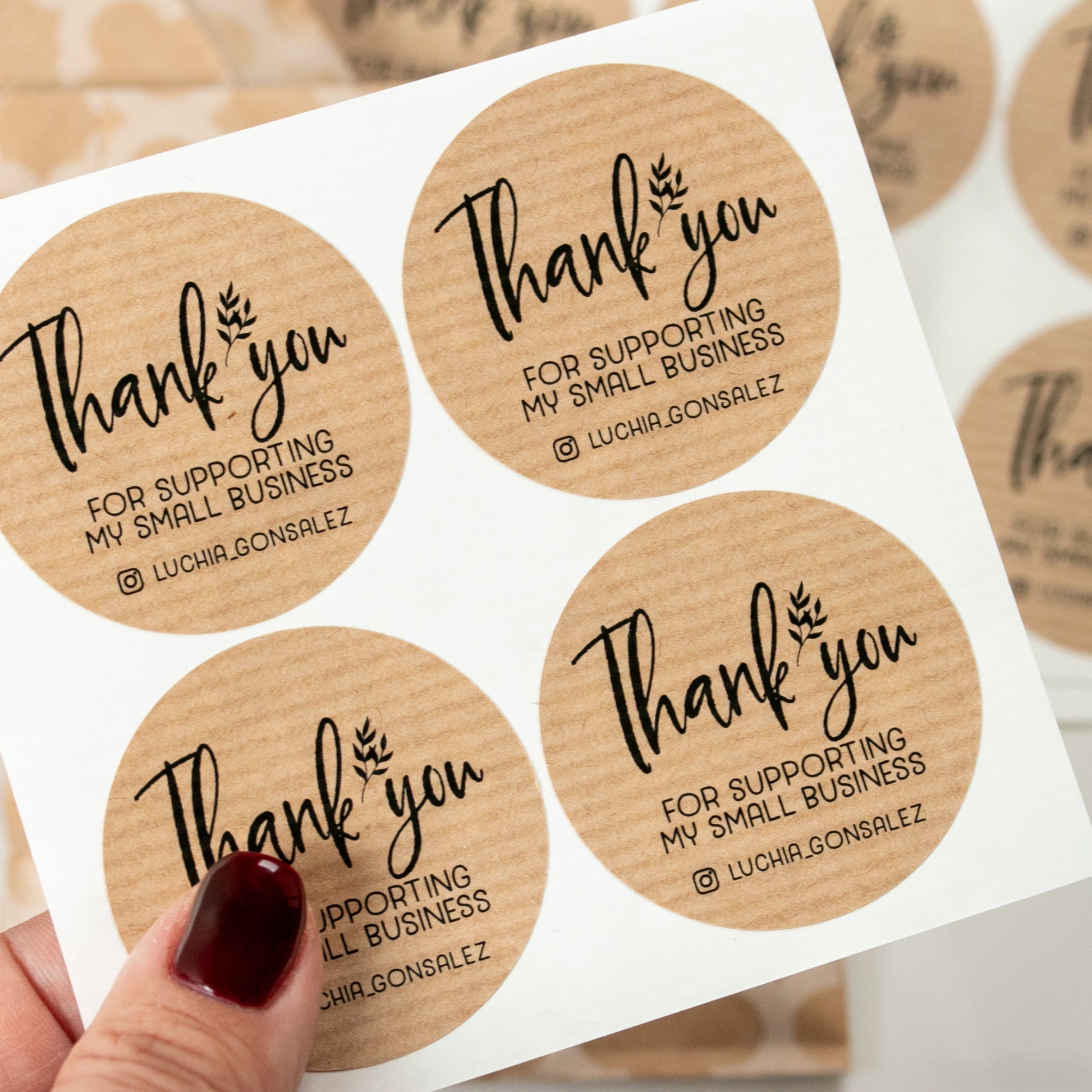 Thank you for supporting my small business round kraft stickers -  XOXOKristen 