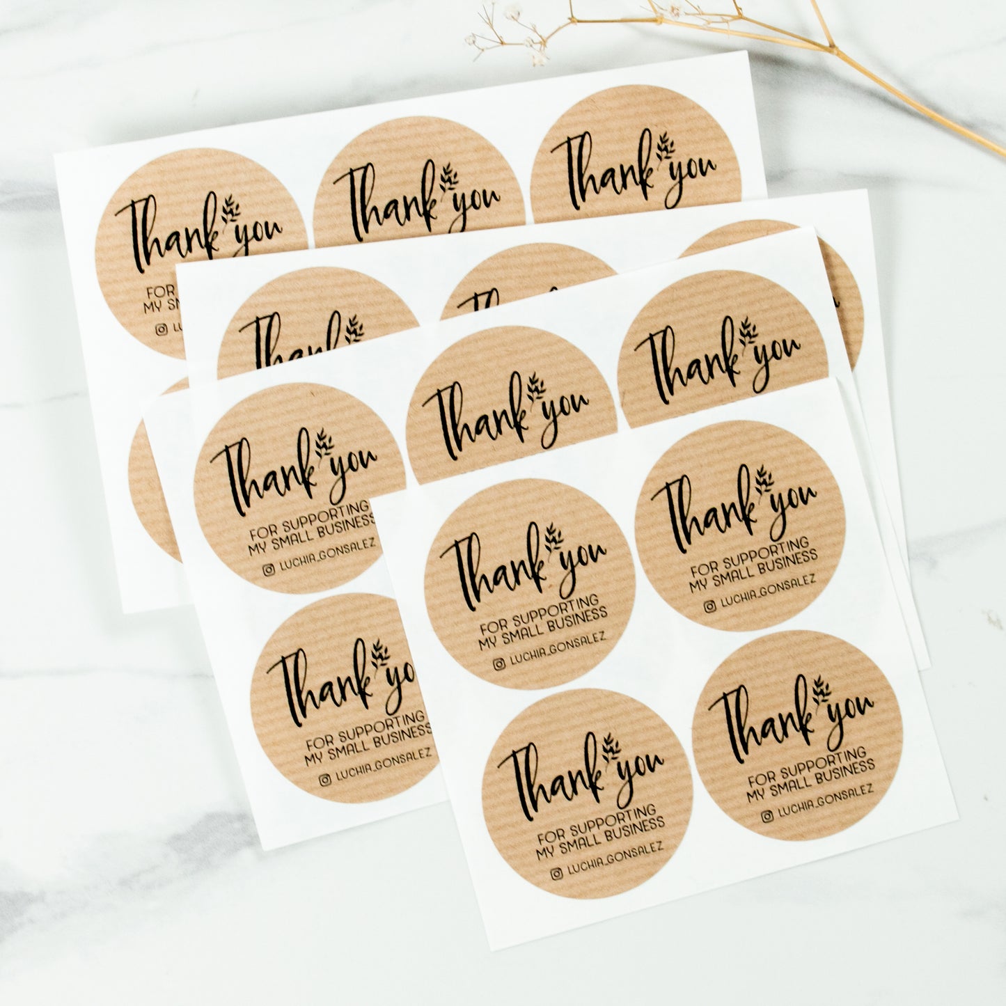 Thank you for supporting my small business round kraft stickers -  XOXOKristen 