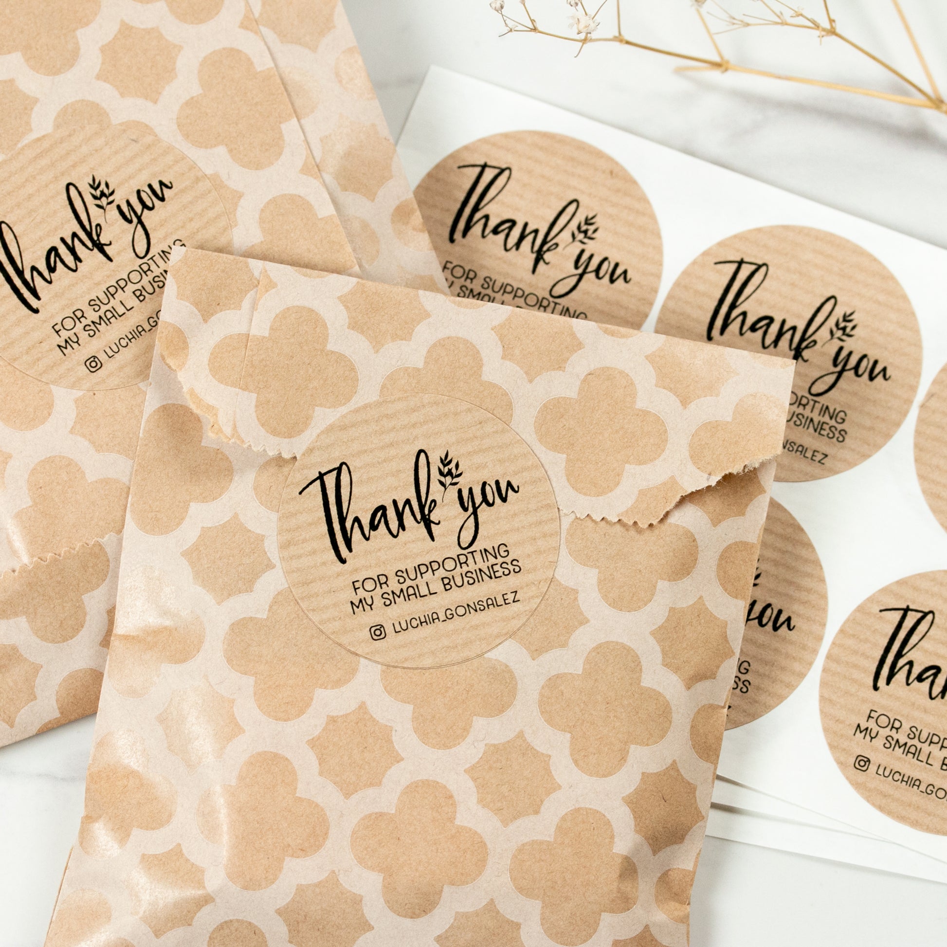 Thank you for supporting my small business round kraft stickers -  XOXOKristen 