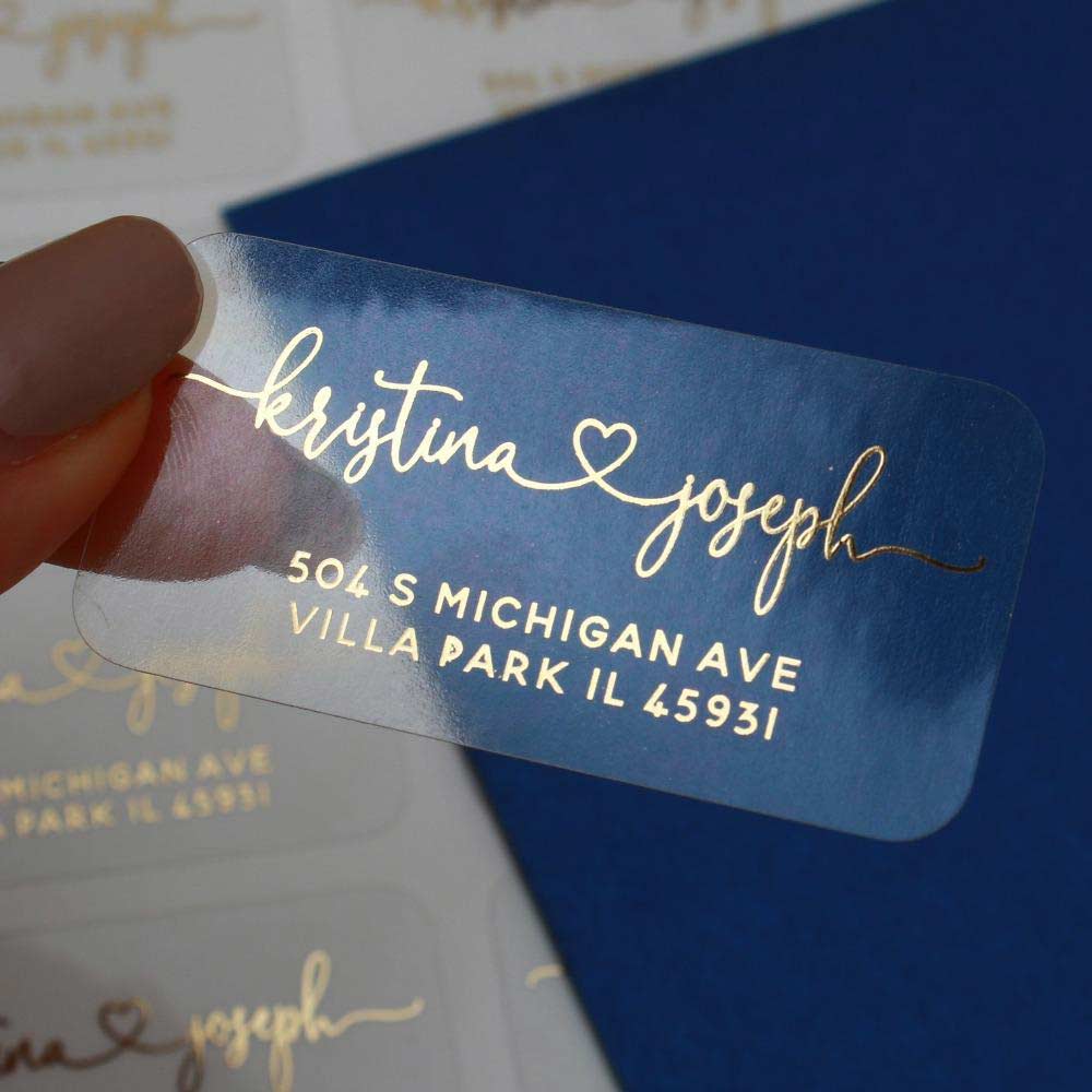 Clear Transparent return Address label with heart connector - xoxokristen