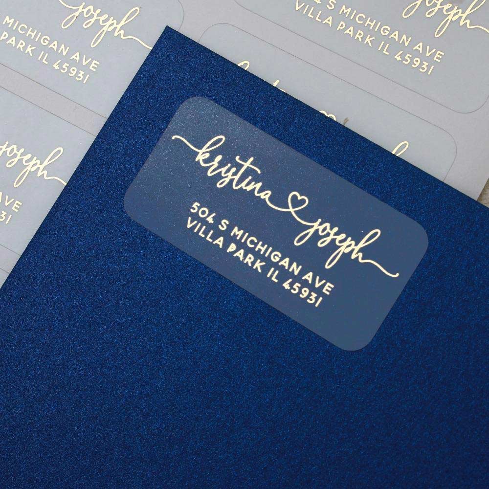 Clear Transparent return Address label with heart connector - xoxokristen