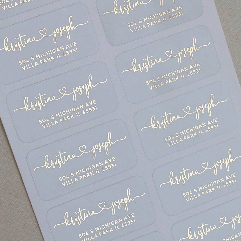 Clear Transparent return Address label with heart connector - xoxokristen