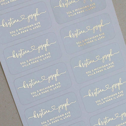 Clear Transparent return Address label with heart connector - xoxokristen