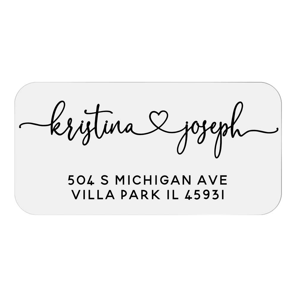 Clear Transparent return Address label with heart connector - xoxokristen