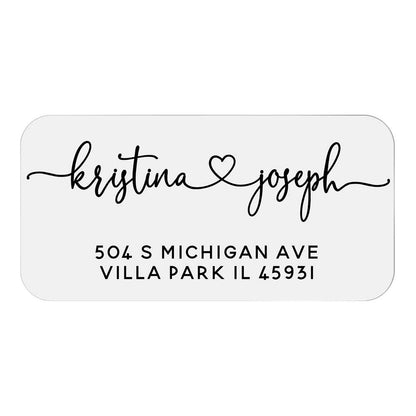 Clear Transparent return Address label with heart connector - xoxokristen