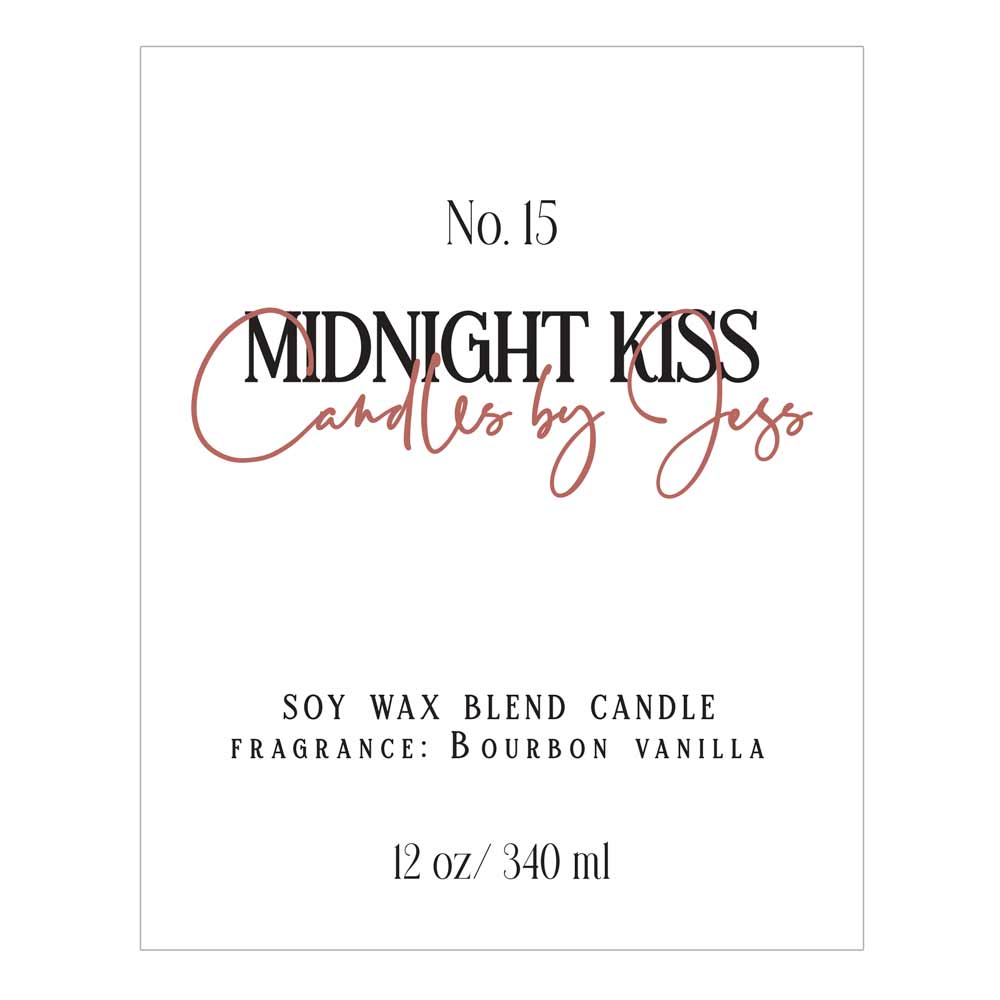 Rectangular candle label with hand-lettered design - XOXOKristen