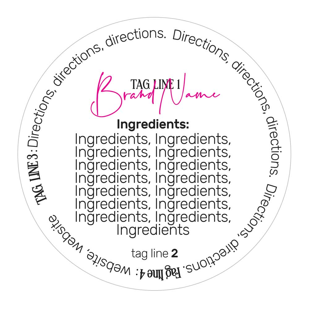 Custom round ingredients and directions sticker for product labeling cosmetics - XOXOKristen