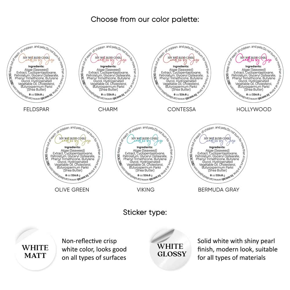 Custom round ingredients and directions sticker for product labeling cosmetics - XOXOKristen