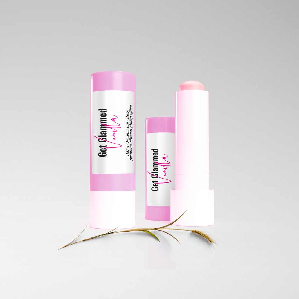 Custom lip gloss labels with elegant white design and colorful brand name in hand-lettered typography - XOXOKristen