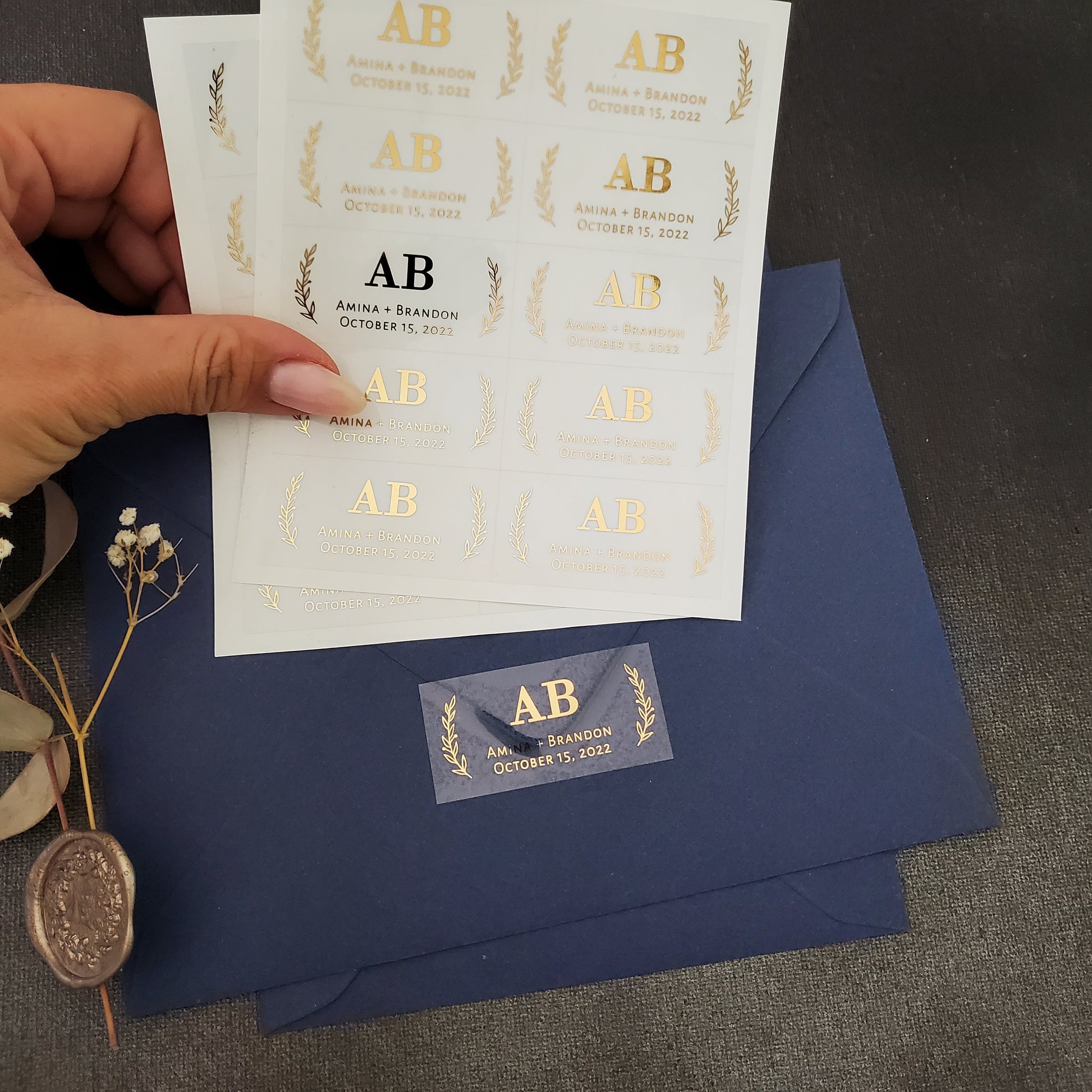 Monogram wedding favor stickers -  XOXOKristen 