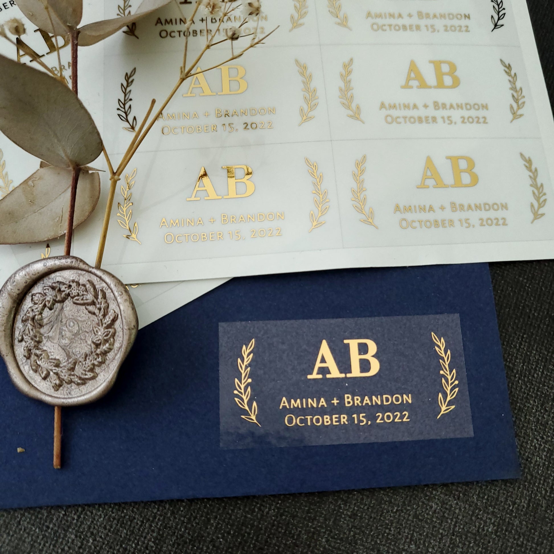 Monogram wedding favor stickers -  XOXOKristen 