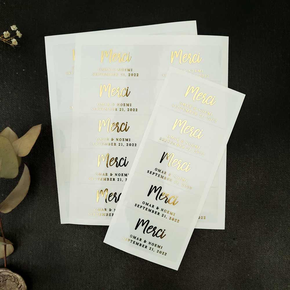 Merci wedding favor stickers -  XOXOKristen 