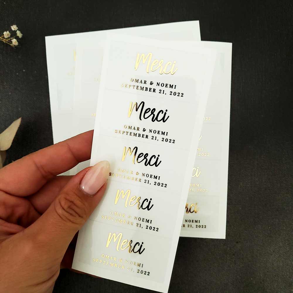 Merci wedding favor stickers -  XOXOKristen 
