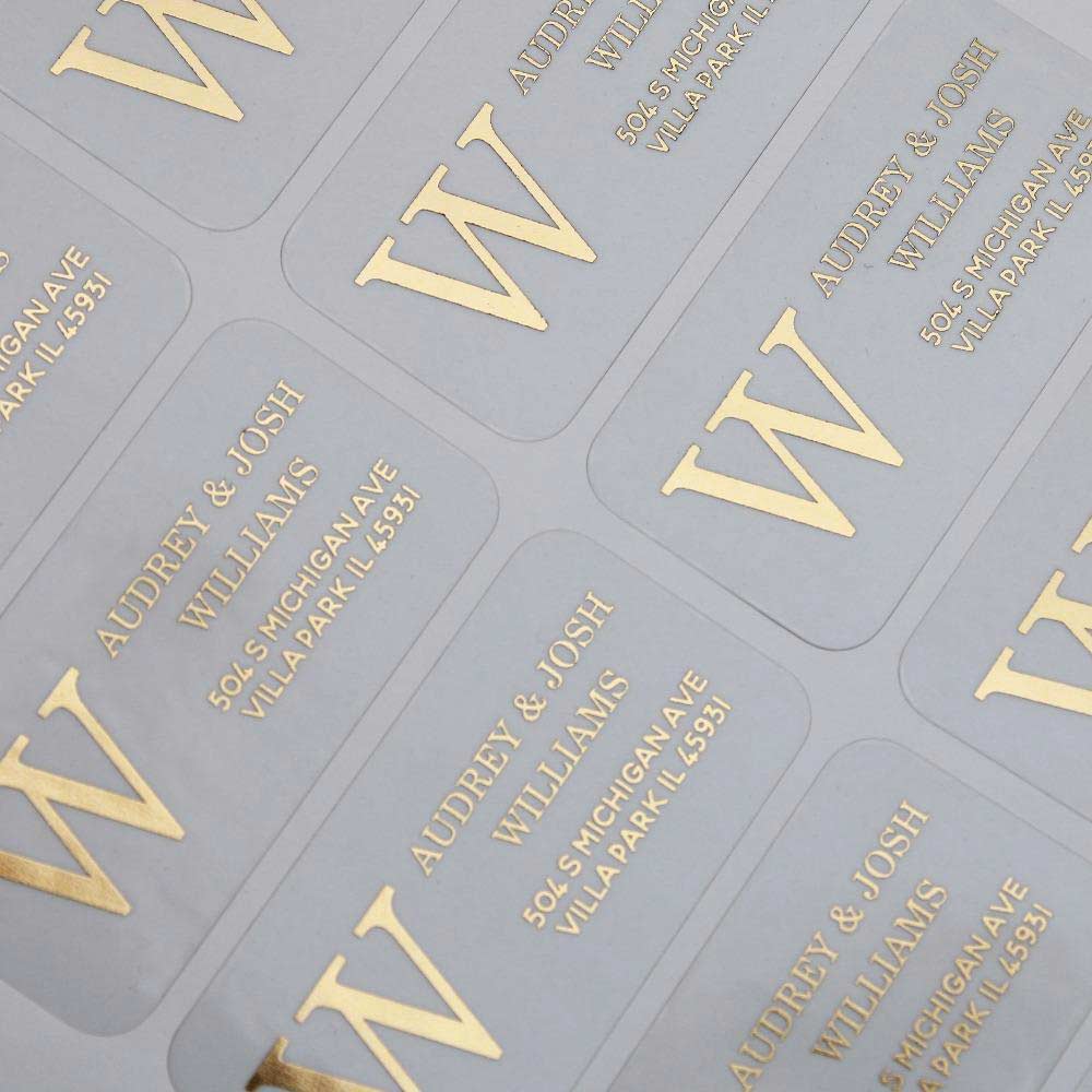 Personalized Gold Foiled Monogram Initial Clear Return Address Label - XOXOKRisten