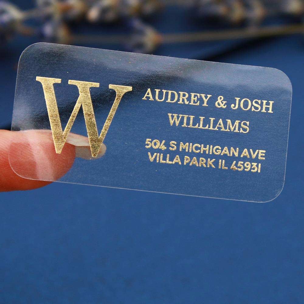 Personalized Gold Foiled Monogram Initial Clear Return Address Label - XOXOKRisten