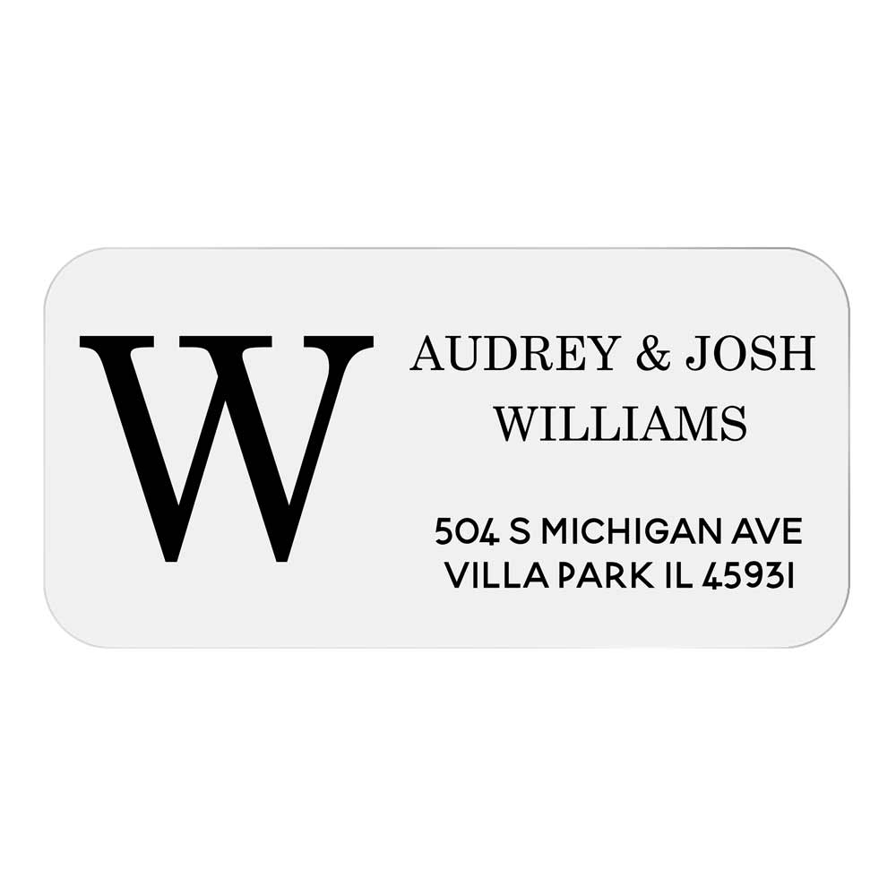Personalized Clear Return Addres label with Bold Initials - xoxokristen