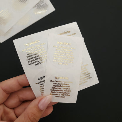 custom gold foiled ingredient list labels -  XOXOKristen