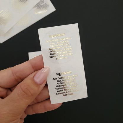 custom gold foiled ingredient list labels -  XOXOKristen
