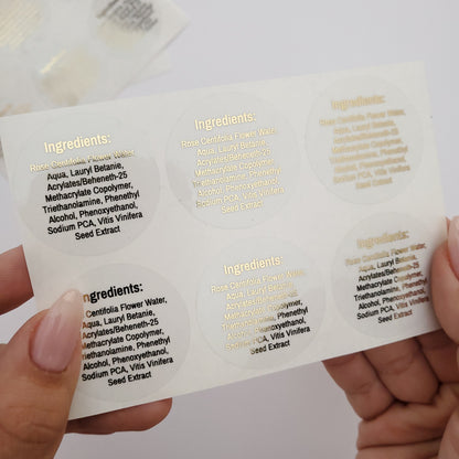 custom gold foiled ingredient list labels -  XOXOKristen