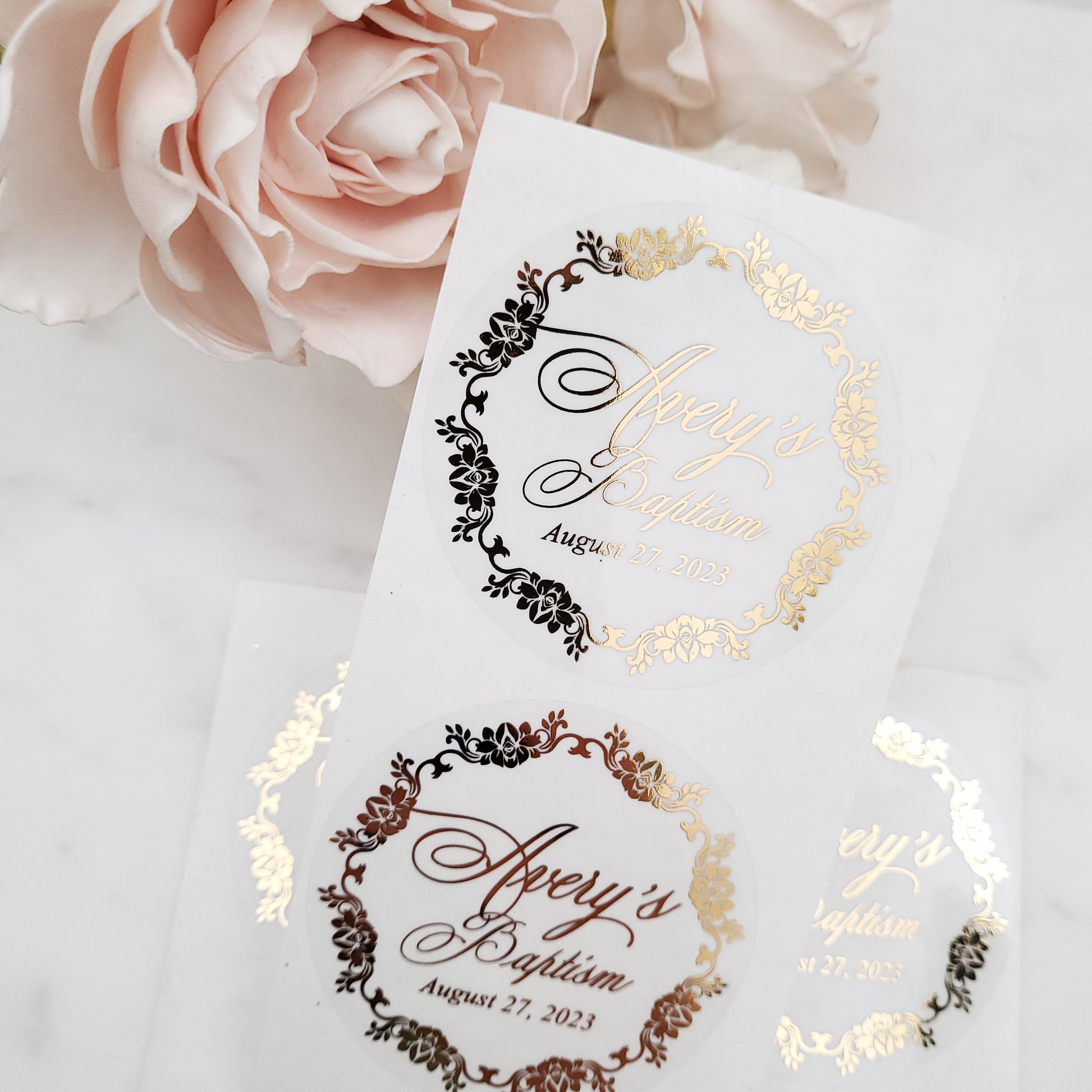 custom gold foiled baptism stickers -  XOXOKristen