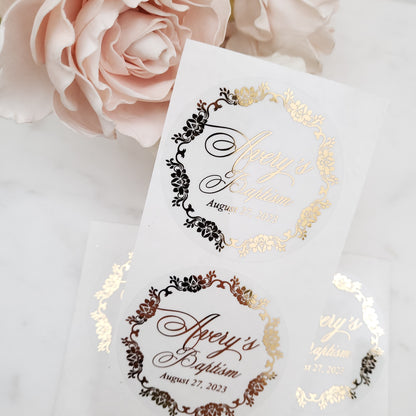 custom gold foiled baptism stickers -  XOXOKristen