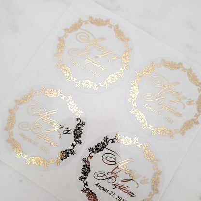 custom gold foiled baptism stickers -  XOXOKristen