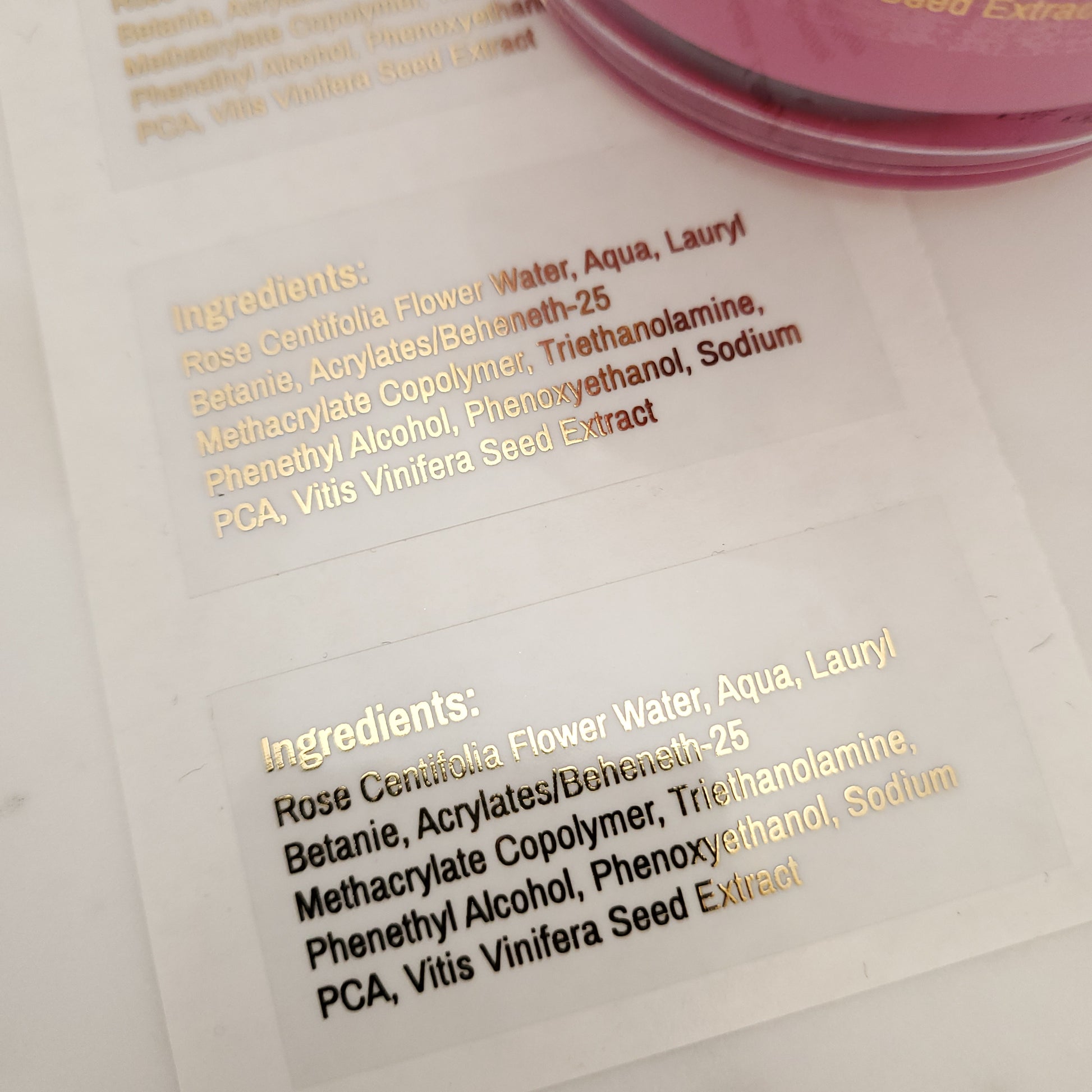 gold foiled ingredient list labels -  XOXOKristen 