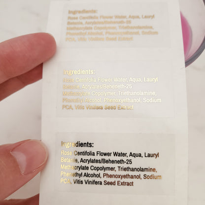 gold foiled ingredient list labels -  XOXOKristen 