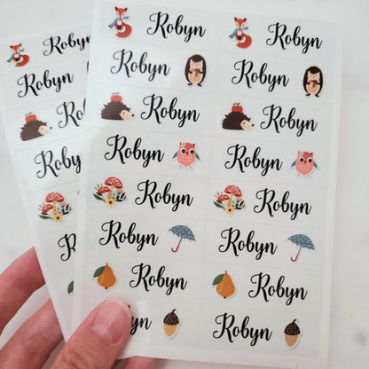 forest themed kids name labels for school supllies -  XOXOKristen 